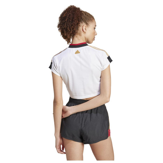 Adidas Γυναικεία κοντομάνικη μπλούζα Tiro Cut 3-Stripes Cropped Jersey Tee